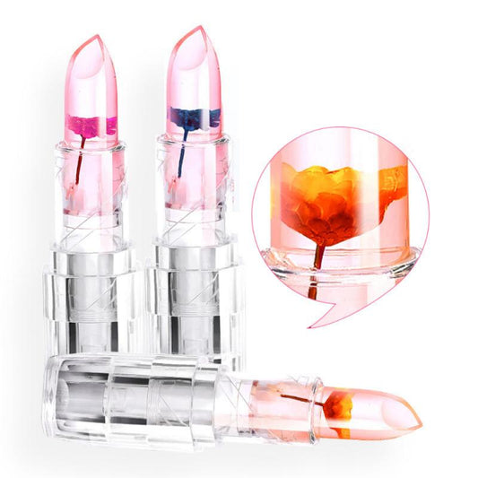 Waterproof Flower Lipstick Jelly Flower Transparent Color Changing Lipstick Flower Jelly High-Glossy Lipstick (Pack Of 2)