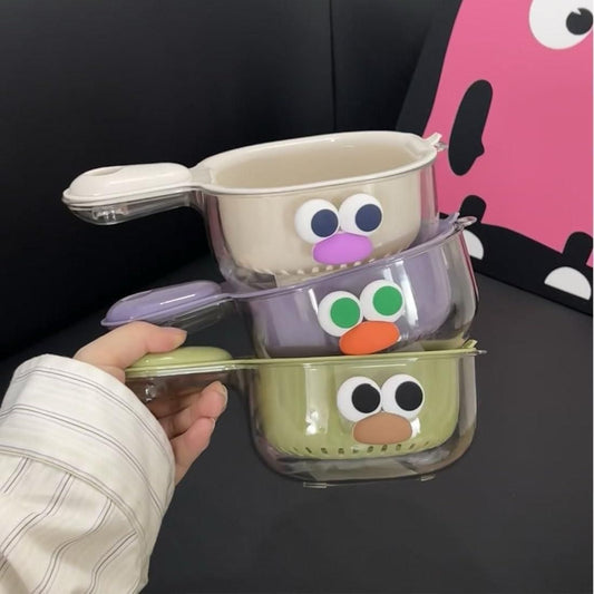 Strainer Dual-Layer Veggie & Fruit Draining Basket with Handle - bazaarOwl