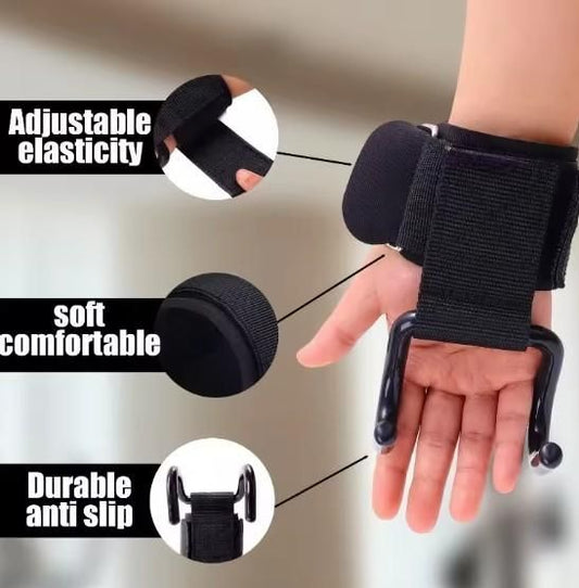 Weight Lifting Rod Hooks Wrist Support (Pair of 1) - bazaarOwl