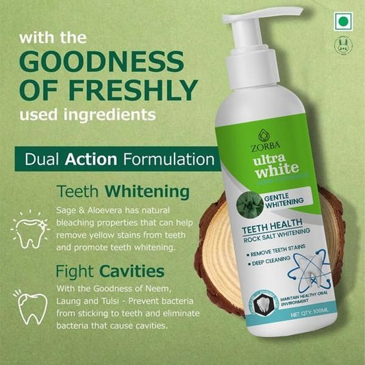 Zorba Ultra White Liquid Toothpaste 100ML (Pack of 2) - bazaarOwl