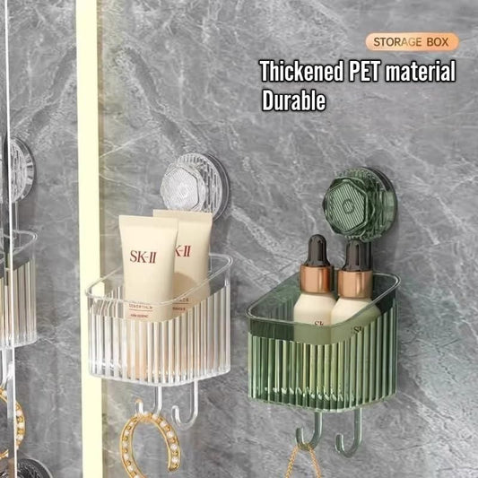 Suction Cup Rack Pack of 2 | Transparent Wall-Mounted Shower Storage Rack | Punch-Free Bathroom Organizer - bazaarOwl