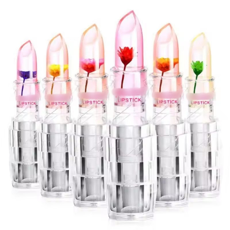 Waterproof Flower Lipstick Jelly Flower Transparent Color Changing Lipstick Flower Jelly High-Glossy Lipstick (Pack Of 2)
