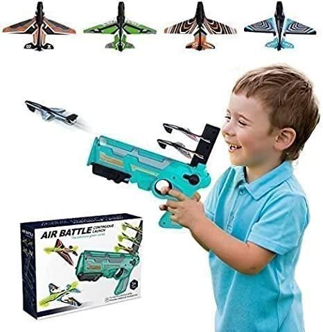 Airplane Launcher Toy Gun with Foam Glider - bazaarOwl