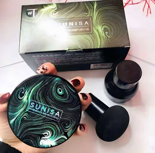 Sunisa 3 in 1 Air Cushion Waterproof Foundation CC Cream – Glossy Finish, Natural Look, Long-Lasting Coverage - bazaarOwl