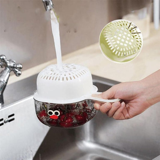Strainer Dual-Layer Veggie & Fruit Draining Basket with Handle - bazaarOwl