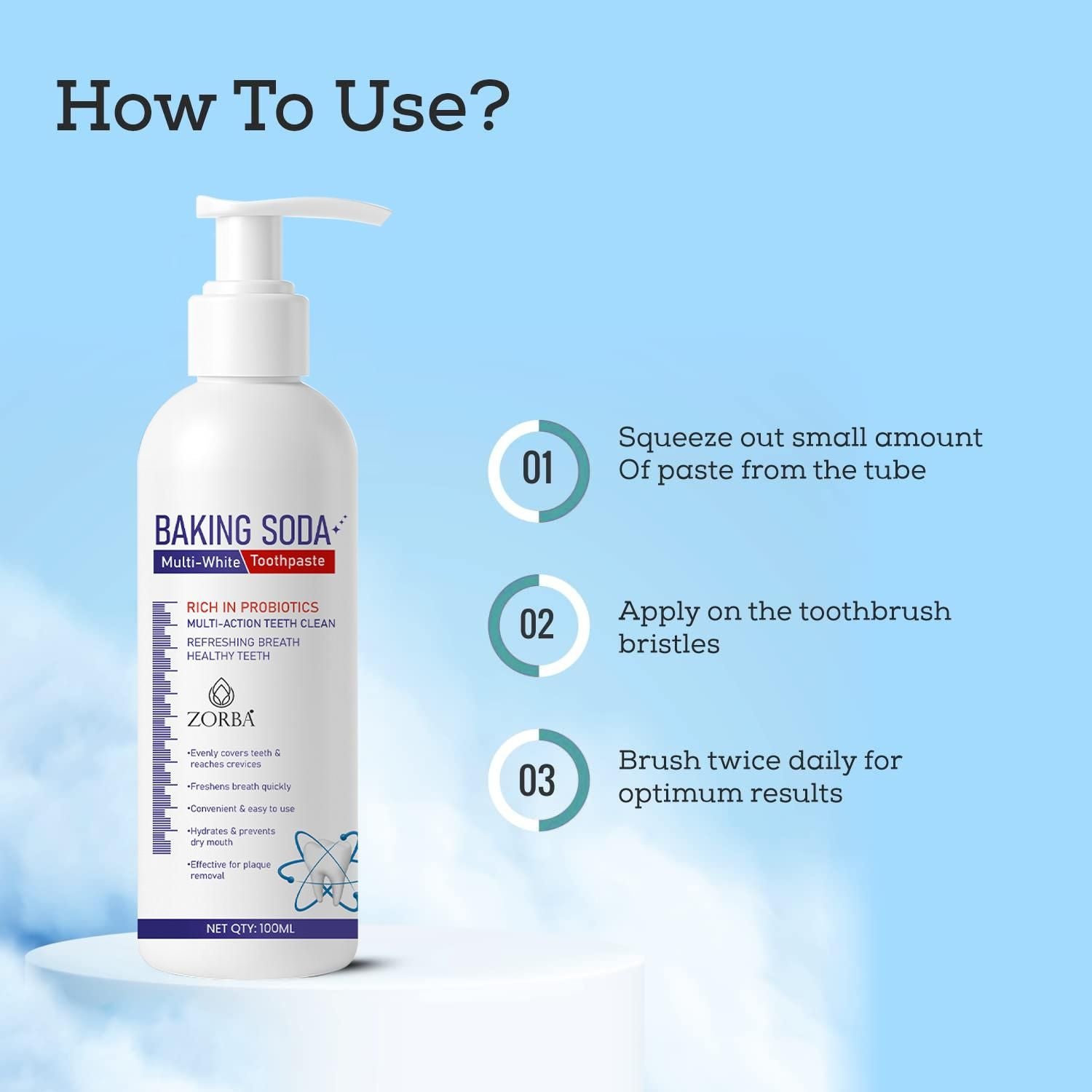 Zorba Baking Soda Multi-White Toothpaste 100ML - bazaarOwl