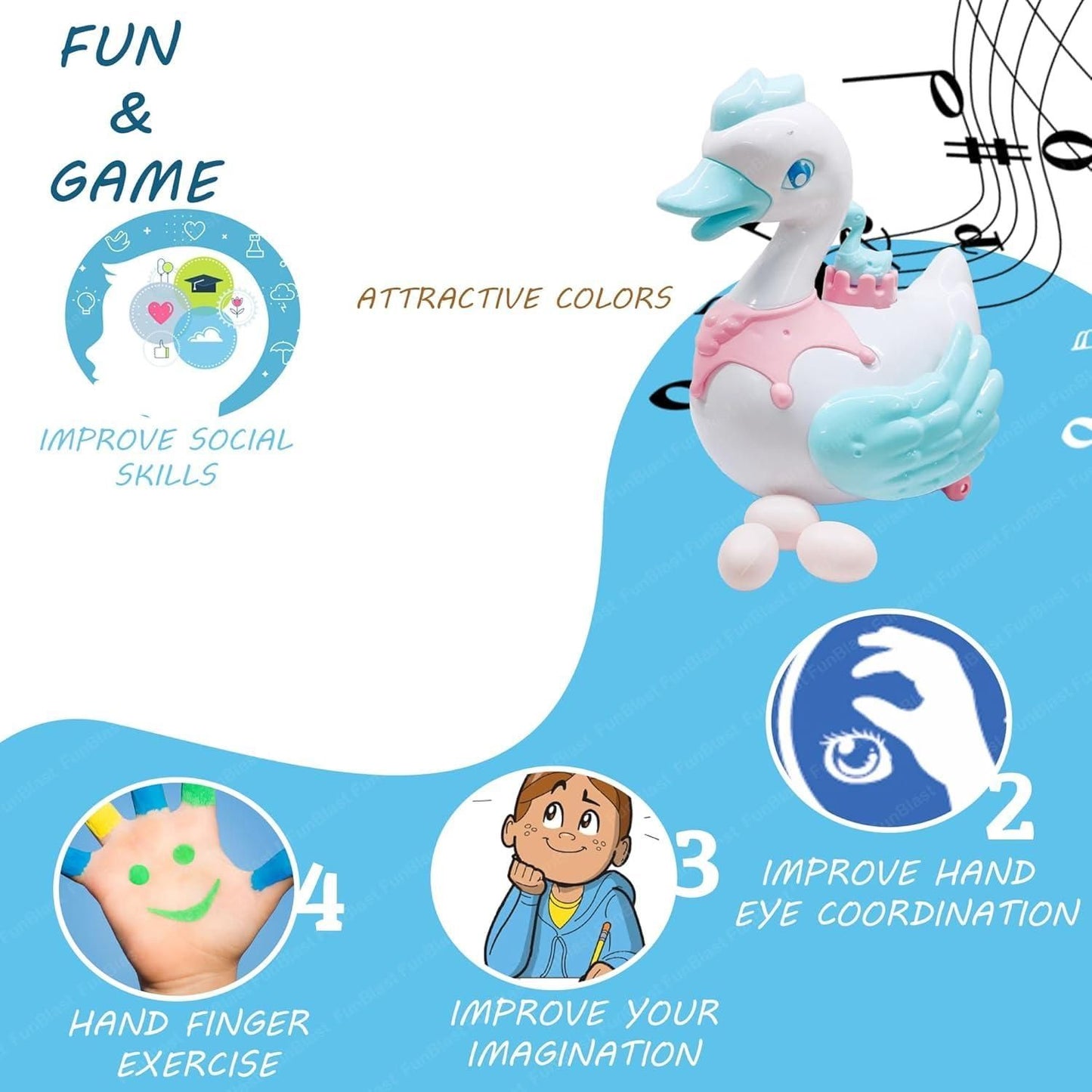 Swan Lay Egg Toy for Kids - 360 Degree Rotation - bazaarOwl