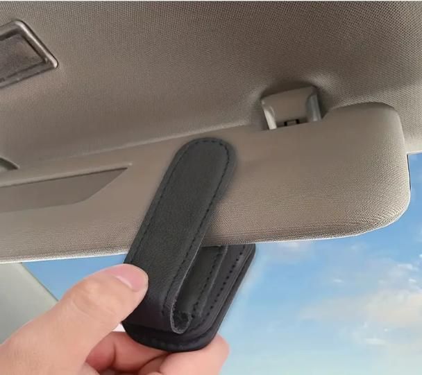 Automaze Leather Car Visor Sunglass Holder - Clip for Car - bazaarOwl