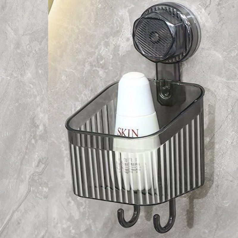 Suction Cup Rack Pack of 2 | Transparent Wall-Mounted Shower Storage Rack | Punch-Free Bathroom Organizer - bazaarOwl