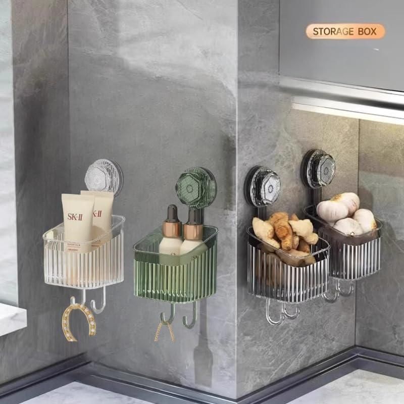 Suction Cup Rack Pack of 2 | Transparent Wall-Mounted Shower Storage Rack | Punch-Free Bathroom Organizer - bazaarOwl