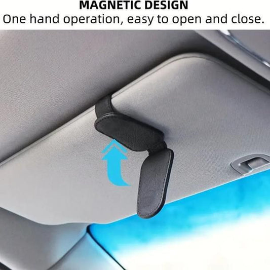 Automaze Leather Car Visor Sunglass Holder - Clip for Car - bazaarOwl