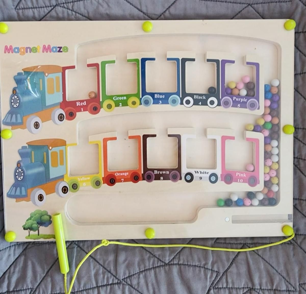 Magnetic Color & Number Maze Montessori Wooden Puzzle Game Board - bazaarOwl