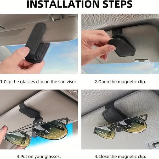 Automaze Leather Car Visor Sunglass Holder - Clip for Car - bazaarOwl