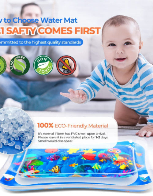 Baby Kids Water Mat Toys Inflatable Tummy Time Leakproof Water Mat - bazaarOwl