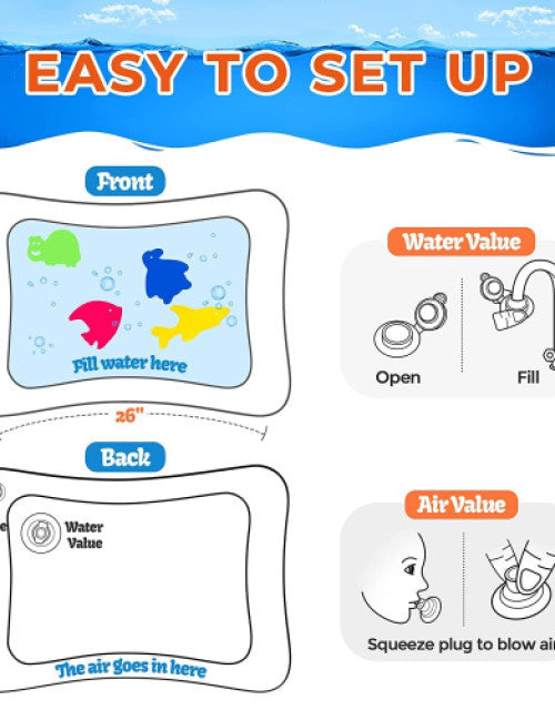 Baby Kids Water Mat Toys Inflatable Tummy Time Leakproof Water Mat - bazaarOwl