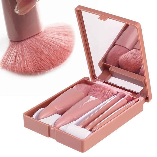 Makeup Brush Set With Mirror Case - bazaarOwl