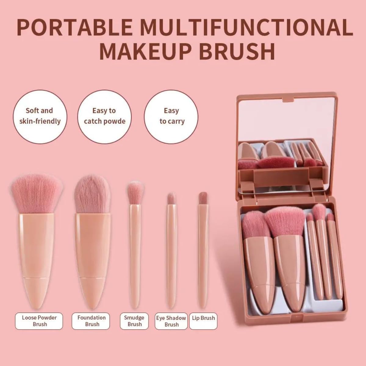 Makeup Brush Set With Mirror Case - bazaarOwl