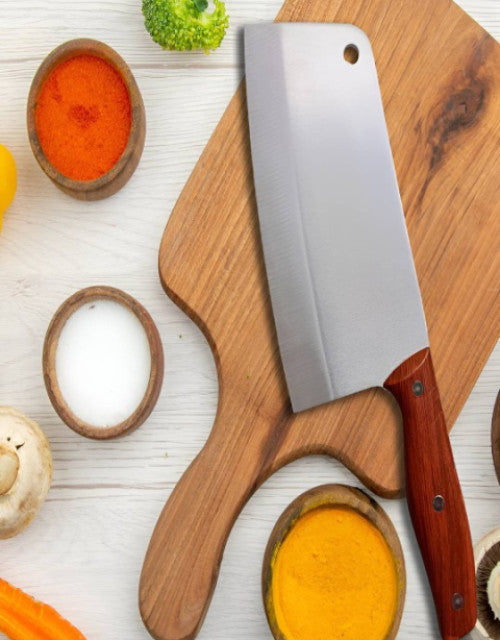 Silver Toned & Brown Stainless Steel Kitchen Knife - bazaarOwl
