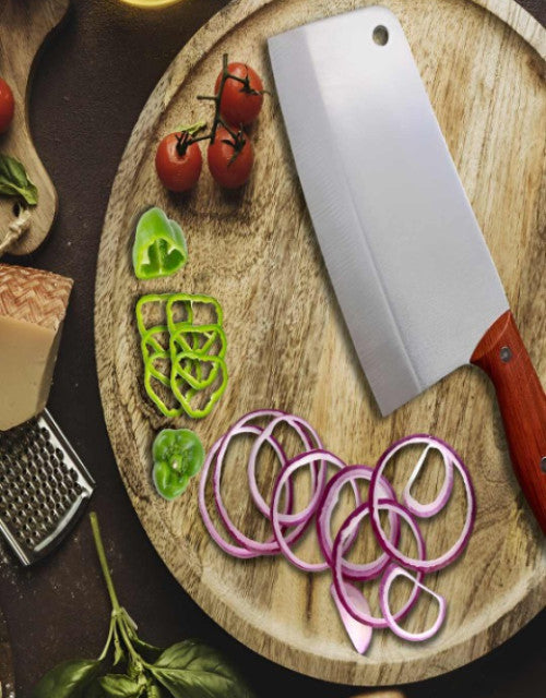 Silver Toned & Brown Stainless Steel Kitchen Knife - bazaarOwl