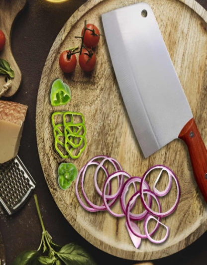 Silver Toned & Brown Stainless Steel Kitchen Knife - bazaarOwl