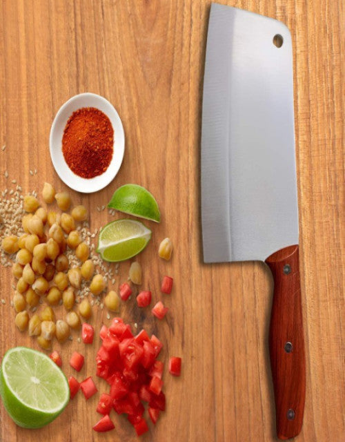 Silver Toned & Brown Stainless Steel Kitchen Knife - bazaarOwl